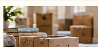Carefully packed moving boxes