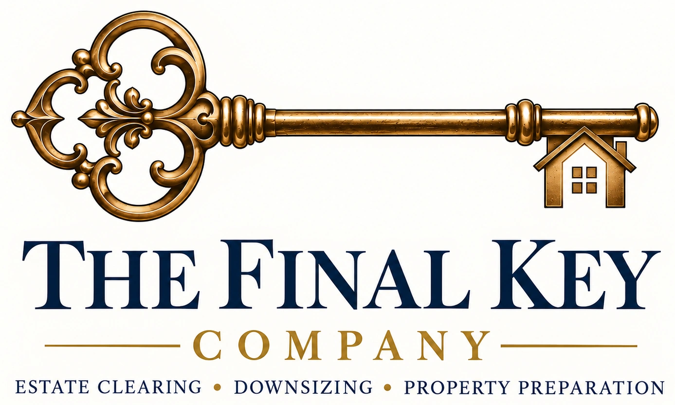 The Final Key Company, vintage skeleton key with house